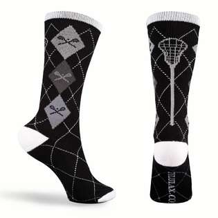 ChalkTalk SPORTS Lacrosse Style Argyle Crew Socks   Black/Gray (One 