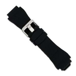   : 22mm Blk Zigzag Silicone Rubber Slvr tone Bkle Watch Band: Jewelry