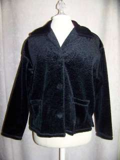 COLDWATER CREEK FAUX CURLY LAMB JACKET BLACK SIZE SMALL  