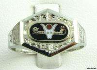   Egyptian Order of SCIOTS Masonic Ring   10k White Gold Vintage Mason