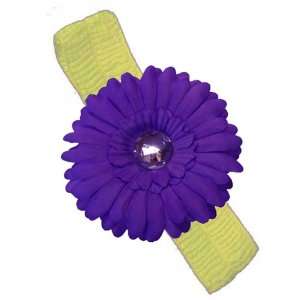   Yellow Stretchy Baby Headband with Purple Daisy Flower: Home & Kitchen