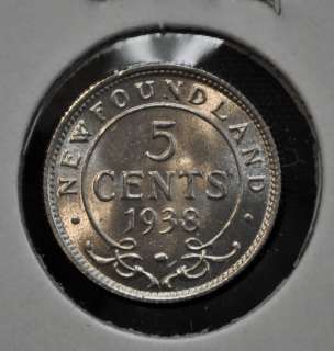 1938 Newfoundland 5 cents graded MS 62  