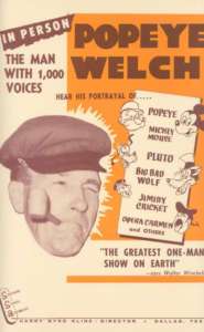 1940 POPEYE WELCH POSTER MICKEY MOUSE PLUTO COMEDIAN  