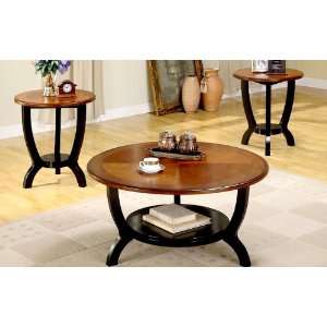 : 3PC Round Coffee Table Set With One Coffee Table And Two End Tables 