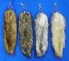 JUMBO NATURAL color FOX TAIL KEY CHAIN foxes wild animals novelty 