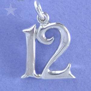 12 TWELVE NUMBER Sterling Silver Charm Pendant  