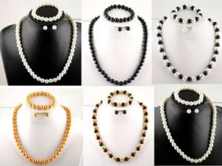 Faux Pearl Set:Necklace,Bracelet,Earrings.10mm/20 mm  