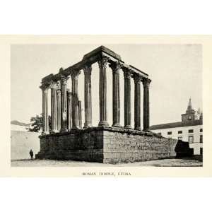  1915 Print Ancient Roman Temple Architecture Evora 