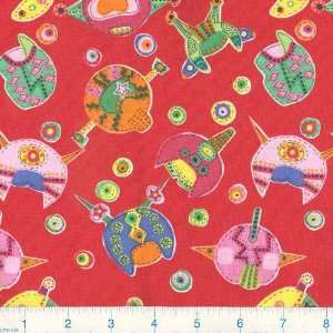  45 Wide Cut Ups Robots Red Fabric By The Yard: Arts 