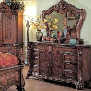   Dresser and MIrror Set in Dark Cherry and Ash Burl: Furniture & Decor