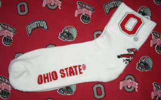 Ohio State Buckeyes Socks White OSU Logo in Red O NCAA Free Shipping 