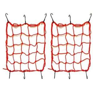  (2 Pack) Vega Red Knotted Cargo Net Bungee Cord with Hooks 