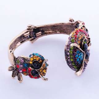   Fashion Vintage Owl Crystal Glass Alloy Bangle Open Bracelet Jewelry