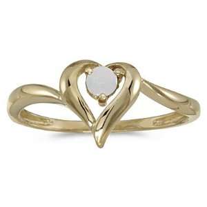  10K Yellow Gold 4 MM Opal Heart Ring Katarina Jewelry