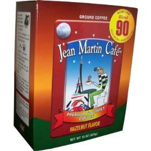 Jean Martin Cafe Blend 90   Hazelnut Flavor, 15oz  Grocery 