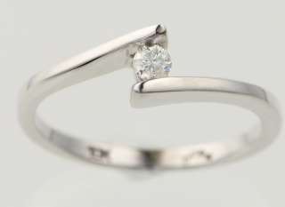   Brilliant Single Diamond 10K White Gold Stylish Promise Ring  