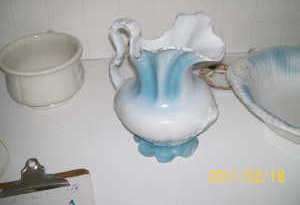  light blue coloured water pitcher and bowl combination chamber set 