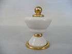 Quality Porcelian China Cabinet Knob Pull WHITE w GOLD Trim, nice 