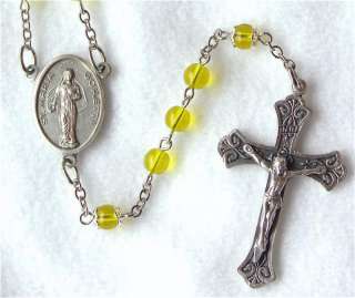 Sunshine Yellow ST. MARIA GORETTI Catholic Rosary Beads  