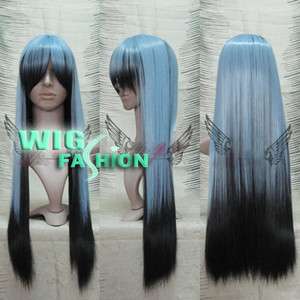 Yuki Onna Long Straight Blue Mixed Black Cosplay Hair Wig  