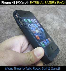 External Back Up Battery Power Pack 1900mAh for iPhone 4S  Rubberized 