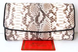 100% GENUINE PYTHON SNAKE LEATHER TRIFOLD CLUTCH WALLET MAGNETIC 