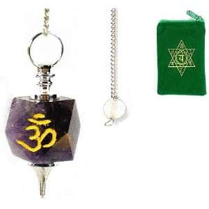   Pendulum w/ Engraved Om Symbol & Sanskrit Chakra Pouch: Home & Kitchen