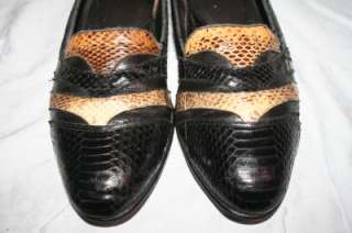 70s Vintage STACY ADAMS Snake Skin PIMP LOAFERS 2 TONE shoes 9 9.5 