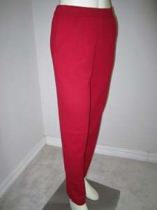 ST JOHN COLLECTION Red Knit Pleated Slacks Pants 2  