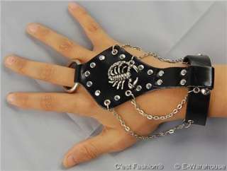 Goth Leather Wrist Cuff Wristband Bracelet Straps Black  