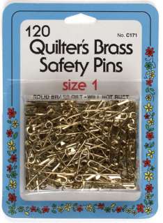 120 Quilters Brass Safety Pins Size 1 by Collins W 171  