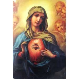  Immaculate Heart with Angels Plaque with Stand   4 x 6 