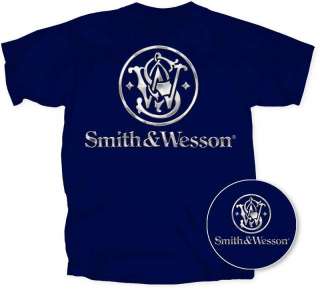 SMITH & WESSON LOGO T SHIRT NAVY   SMALL   2 XL AVAIL 613902360440 