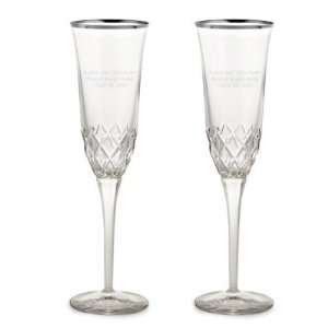   Silver Rim Champagne Toasting Flutes Gift