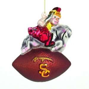  USC Trojans 6 Glass Mascot Football Ornament: Sports 