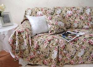 VINTAGE ROSES THROW COTTON COUCH/LOVESEAT COVER SC 3  