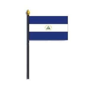  Nicaragua Flag Rayon On Staff 4 in. x 6 in.: Home 