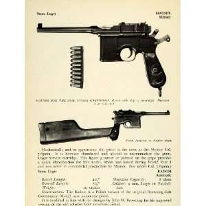  1948 Print 9 mm Luger Cartridge Mauser Military Automatic Pistol 