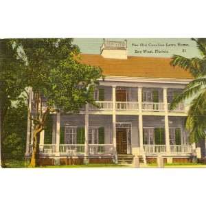 1950s Vintage Postcard   The Old Caroline Lowe Home   Key West Florida