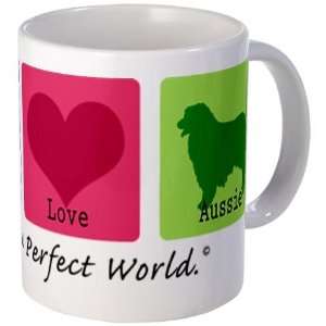Peace Love Aussie Shep Pets Mug by   Kitchen 