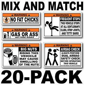 20 Pack Funny Warning Stickers for Duramax Diesel 2500  