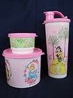 Tupperware Disney Princess Set Drink Tumbler Canister & Snack Cup Pink 