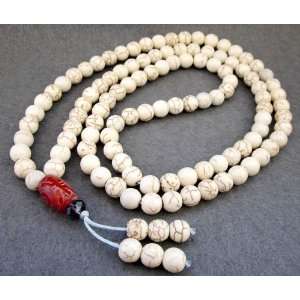  Howlite Turquoise Beads Buddhist Prayer Mala Necklace 
