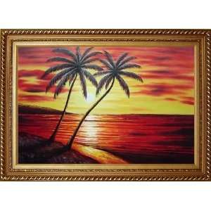   with Exquisite Dark Gold Wood Frame 30.5 x 42.5 inches Home & Garden
