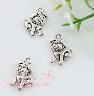 50X Old Silver Plated Cute Dog Charms Free Ship 10X13mm  