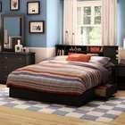South Shore Vito Queen Size Mates Bed with Bookcase Headboard in Pure 