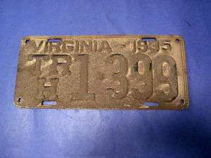1935 Virginia license plate good condition  
