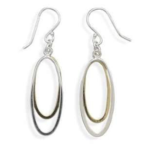   Silver Two Tone Oval Drop French Wire Earrings   JewelryWeb Jewelry