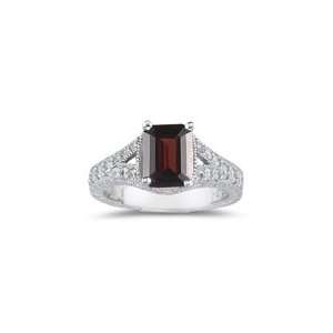  0.51 Cts Diamond & 2.50 Cts Garnet Ring in 18K White Gold 
