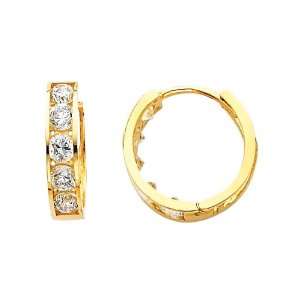  14K Yellow Gold 4mm Thickness 5 Stone CZ Channel Set Large 